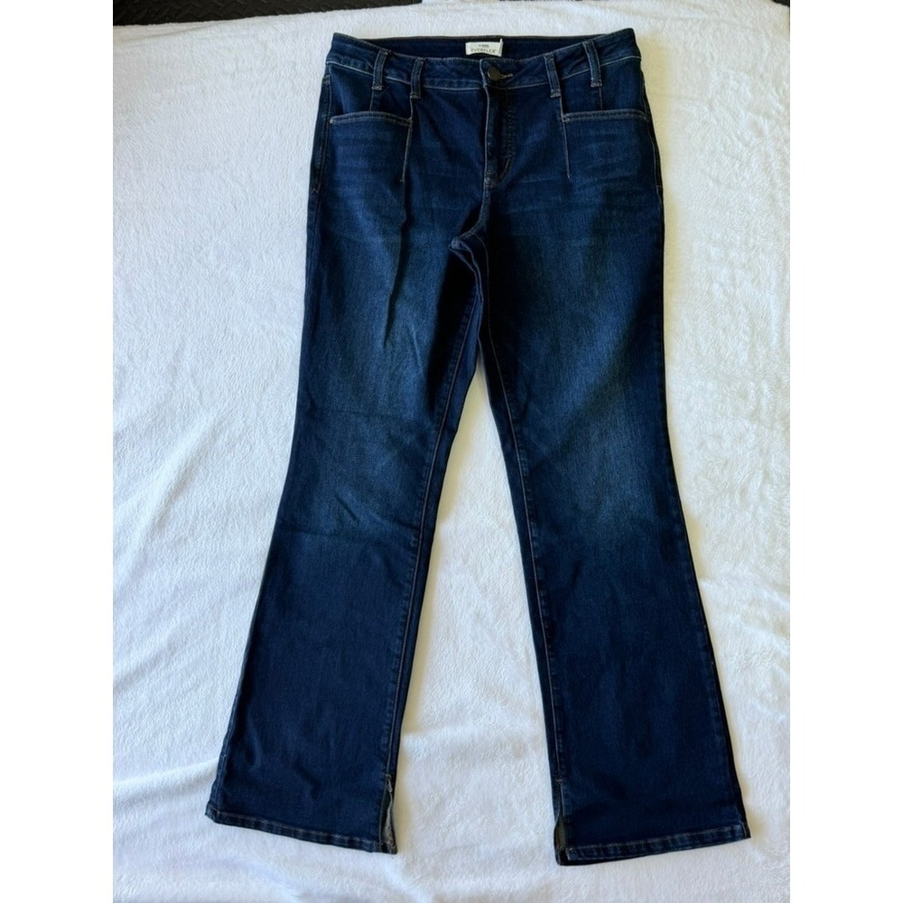 Maurices Everflex Slim Boot Jeans Womens 14 Dark Blue Mid Rise Slit Hem